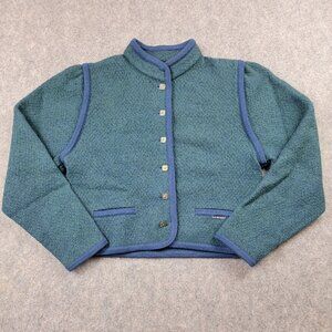 Vintage Geiger Jacket Women’s 38 Green Blue Wool Mohair Button Front